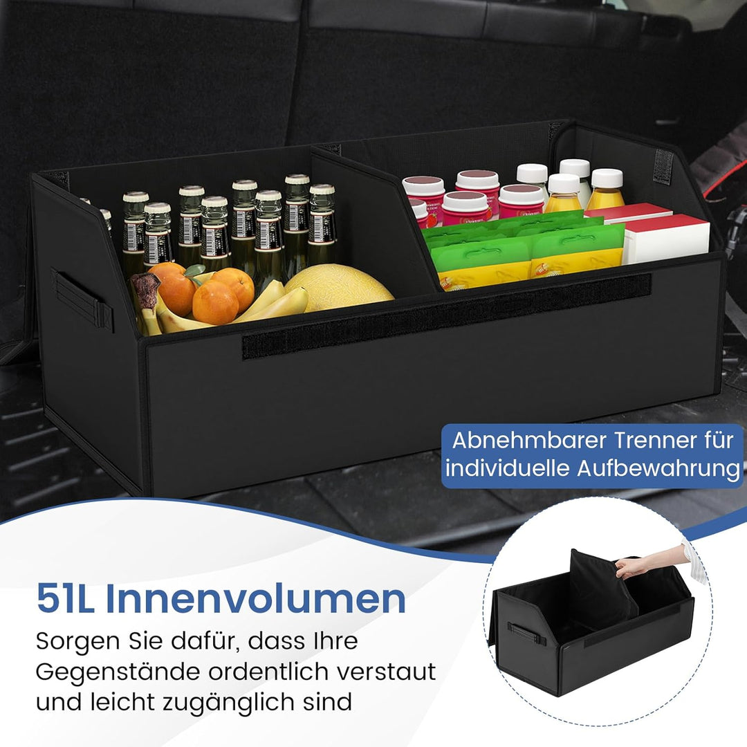 GYMAX Faltbarer Kofferraum Organizer, wasserdicht & verschleissfest, Auto Kofferraum mit grosses Fas