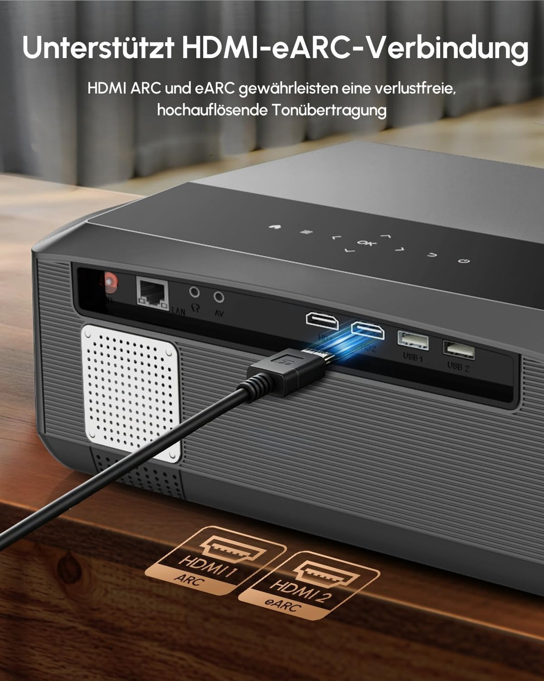 4K Smart Beamer Tageslicht mit Zertifizierten Apps, 2300 ANSI LED Projektor, DB-Audio, Autofokus, Wi
