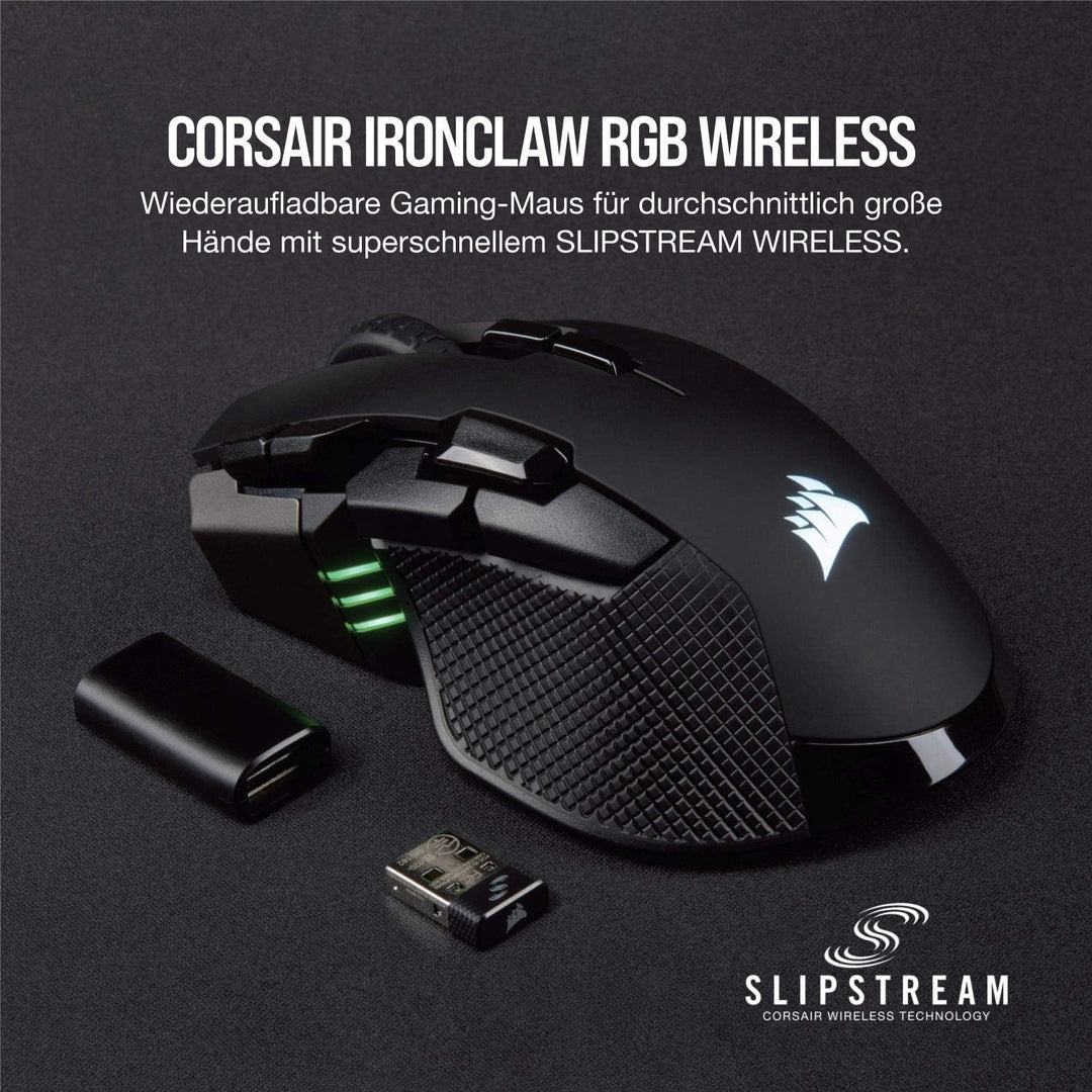 Corsair Ironclaw Wireless RGB, Wiederaufladbare Optisch Gaming Maus mit Slipstream Technologie (18.0