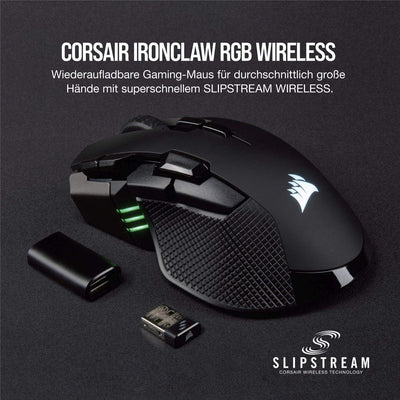 Corsair Ironclaw Wireless RGB, Wiederaufladbare Optisch Gaming Maus mit Slipstream Technologie (18.0