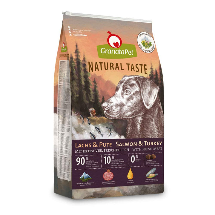 GranataPet Natural Taste Lachs &amp; Pute, 12 kg, Trockenfutter für Hunde, Hundefutter ohne Getreide &amp; o