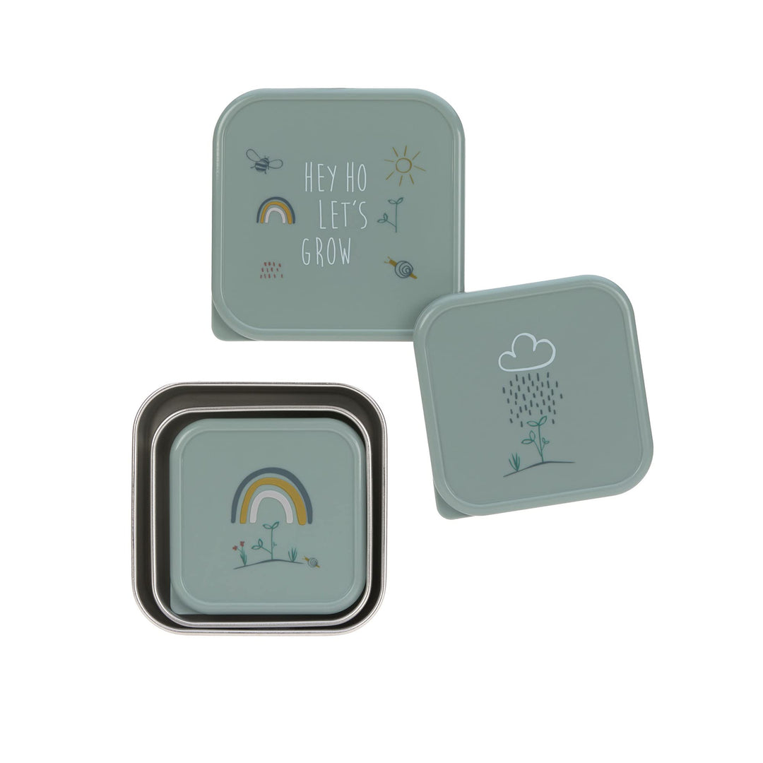 LÄSSIG Snackbox 3er Set Edelstahl 3 Stück Garden Explorer Grün, Grün