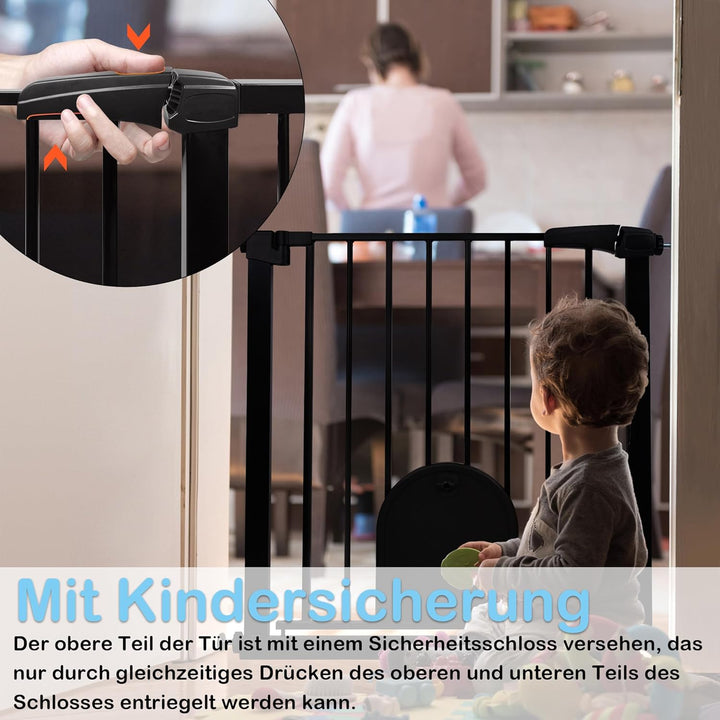 XMTECH Türschutzgitter Ohne Bohren Treppengitter für Kinder 105-115cm breit, Auto-Close Baby Türgitt