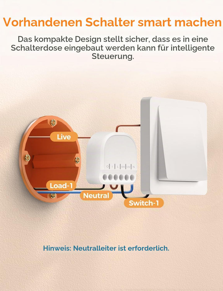 Refoss Smart Relais Schalter mit Strommessung Kompatibel mit Home Assistant Mini WLAN Smart Lichtsch
