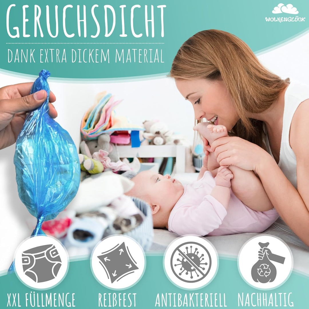 Windeleimer Nachfüllfolie [5er-Set in XXL-Länge] - kompatibel mit Windeleimer Nachfüllkassetten von
