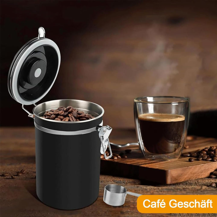 1,8L Kaffeedose Luftdicht, Kaffeedose Luftdicht aus Edelstahl, Kaffeebohnen Behälter,Kaffee Dose,Mit
