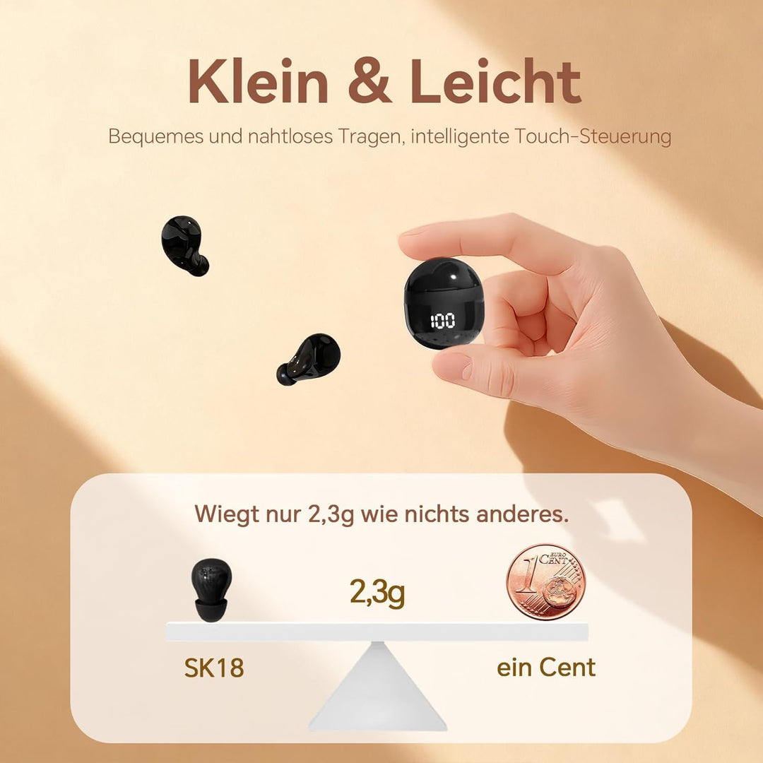Mini unsichtbare Kopfhörer Bluetooth kabellos in Ear kleinste drahtlose schnurlose Ohrhörer Wireless
