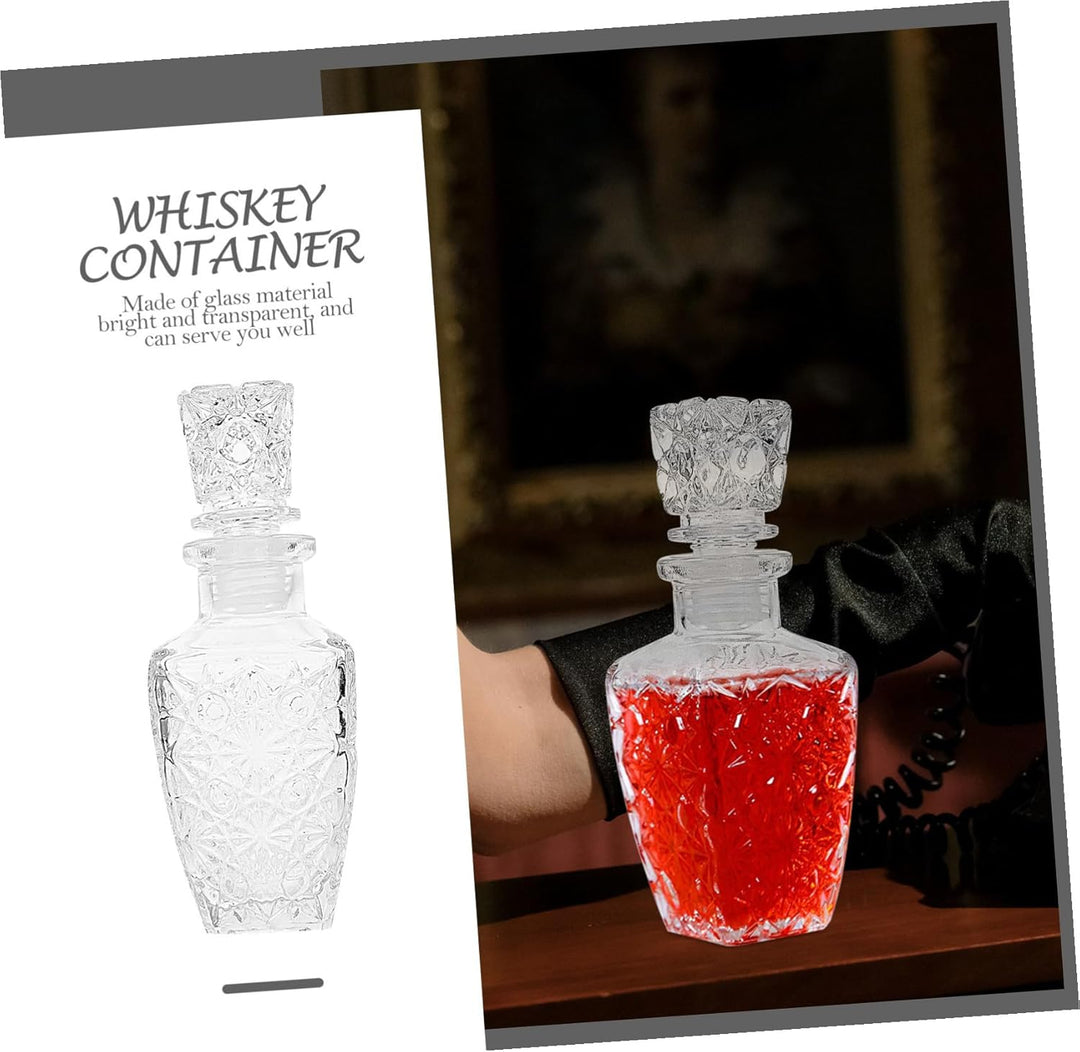 Transparente Whiskyglaskaraffe Glas Spirituosenspender 250ml – Dickwandige Weindekanter Karaffe Mit