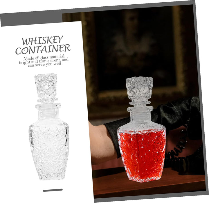 Transparente Whiskyglaskaraffe Glas Spirituosenspender 250ml – Dickwandige Weindekanter Karaffe Mit
