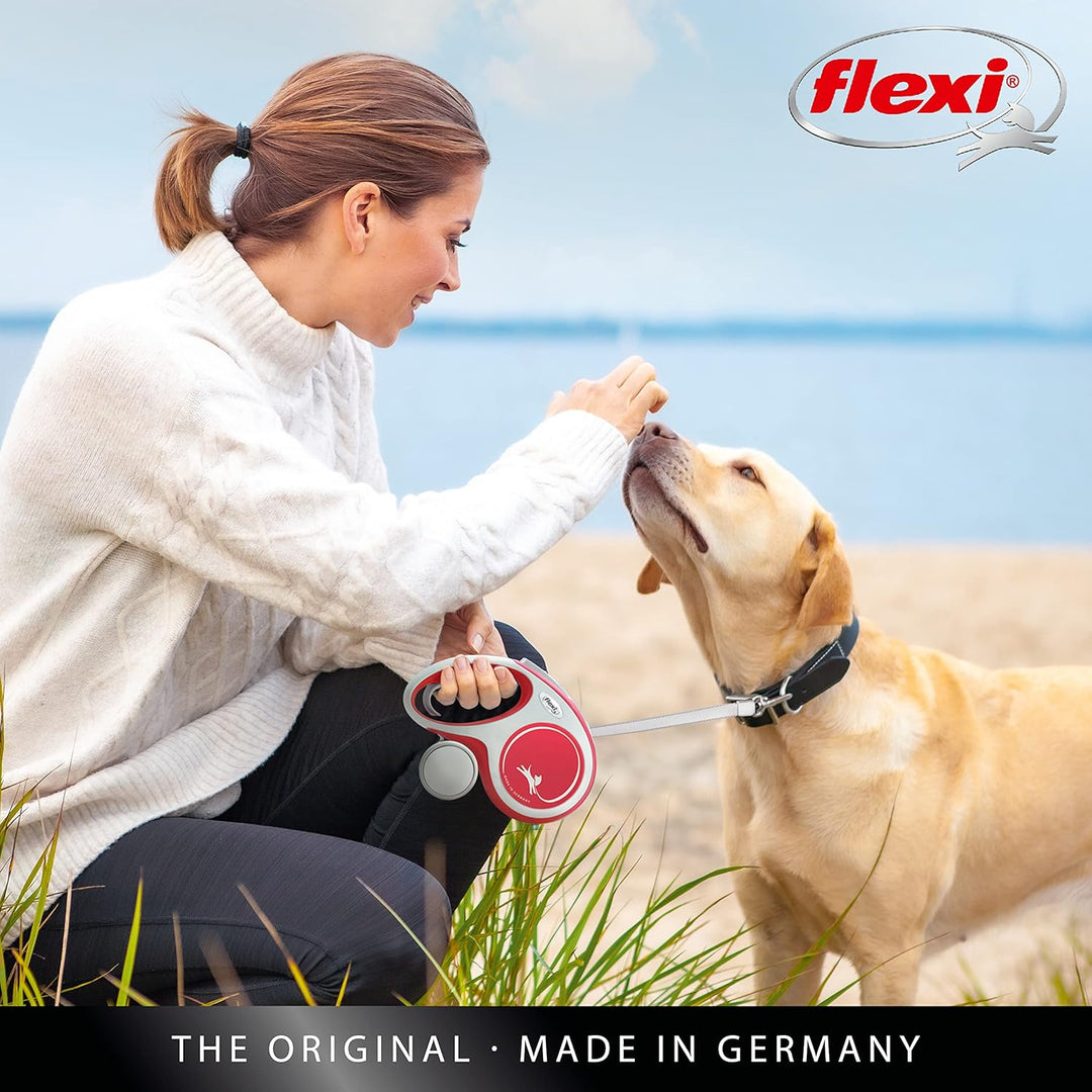 flexi Hundeleine, ausziehbar, mit weichem Griff, 3 m / 5 m / 8 m / 8 m / 8-20 kg, rot, small, 400049