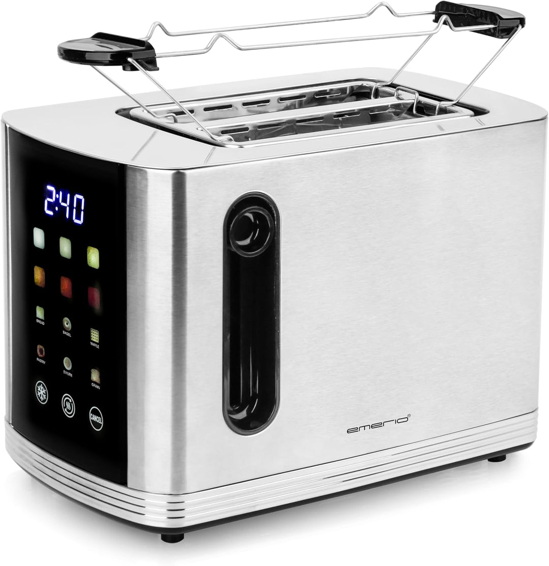 EMERIO Edelstahl Toaster mit grossem FARB Display | Touch | 2 Toastschlitze | Zentrierautomatik | Kr