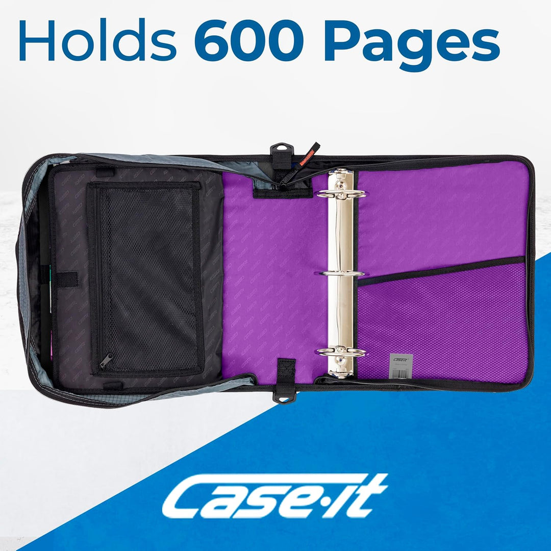 Case-it The Mighty Zip Tab Reissverschluss-Ordner, 7,6 cm O-Ringe, 5 Fächer, 600 Blatt Kapazität, De