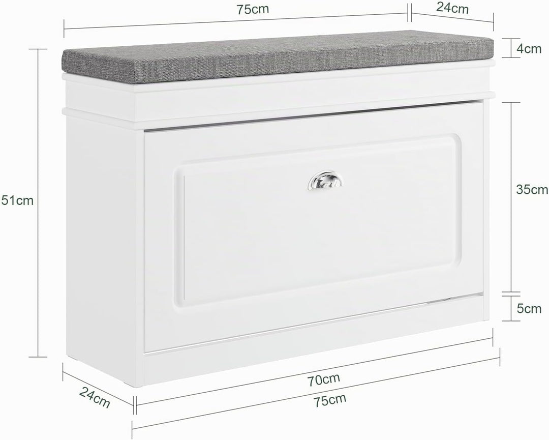 SoBuy Schuhbank mit Sitzkissen und Stauraum Schuhschrank mit Klappe, Schuhregal schmal platzsparende