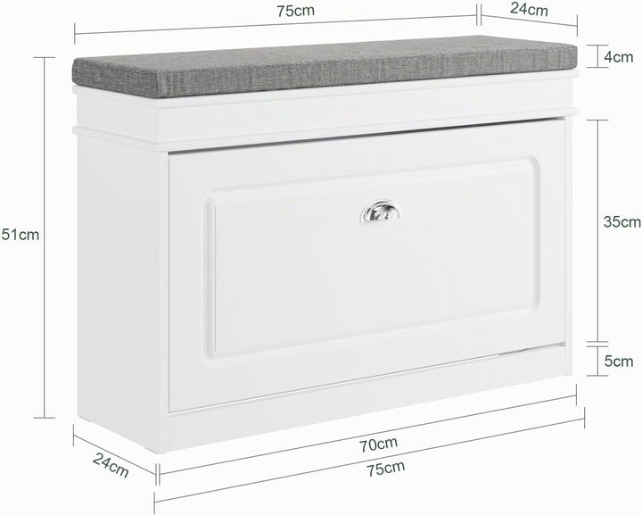 SoBuy Schuhbank mit Sitzkissen und Stauraum Schuhschrank mit Klappe, Schuhregal schmal platzsparende