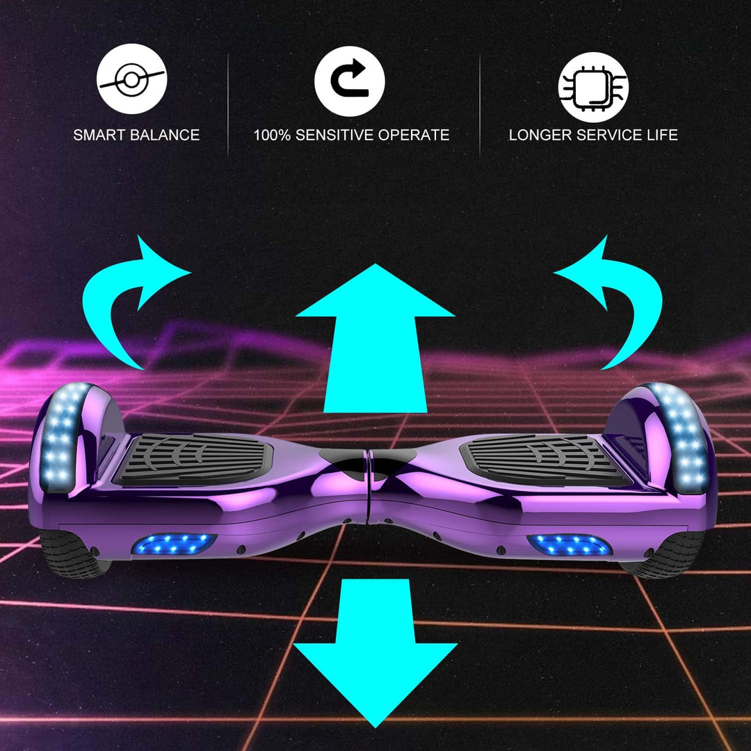 GeekMe Hoverboards 6.5”Zweimotoren 2-Rad-Hoverboards Hoverboards mit LED-Leuchten Bluetooth purple,