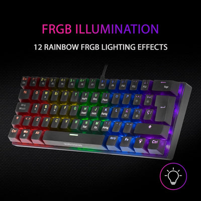 MARSGAMING Gaming MK60 Schwarz, Mechanische Tastatur FRGB, Antighosting, Switch Mechanischer Rot, Po