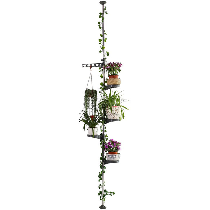 BAOYOUNI 5-Schicht Indoor Teleskop Pflanzenständer Blumentreppe Metall Blumen Display Rack Federbela