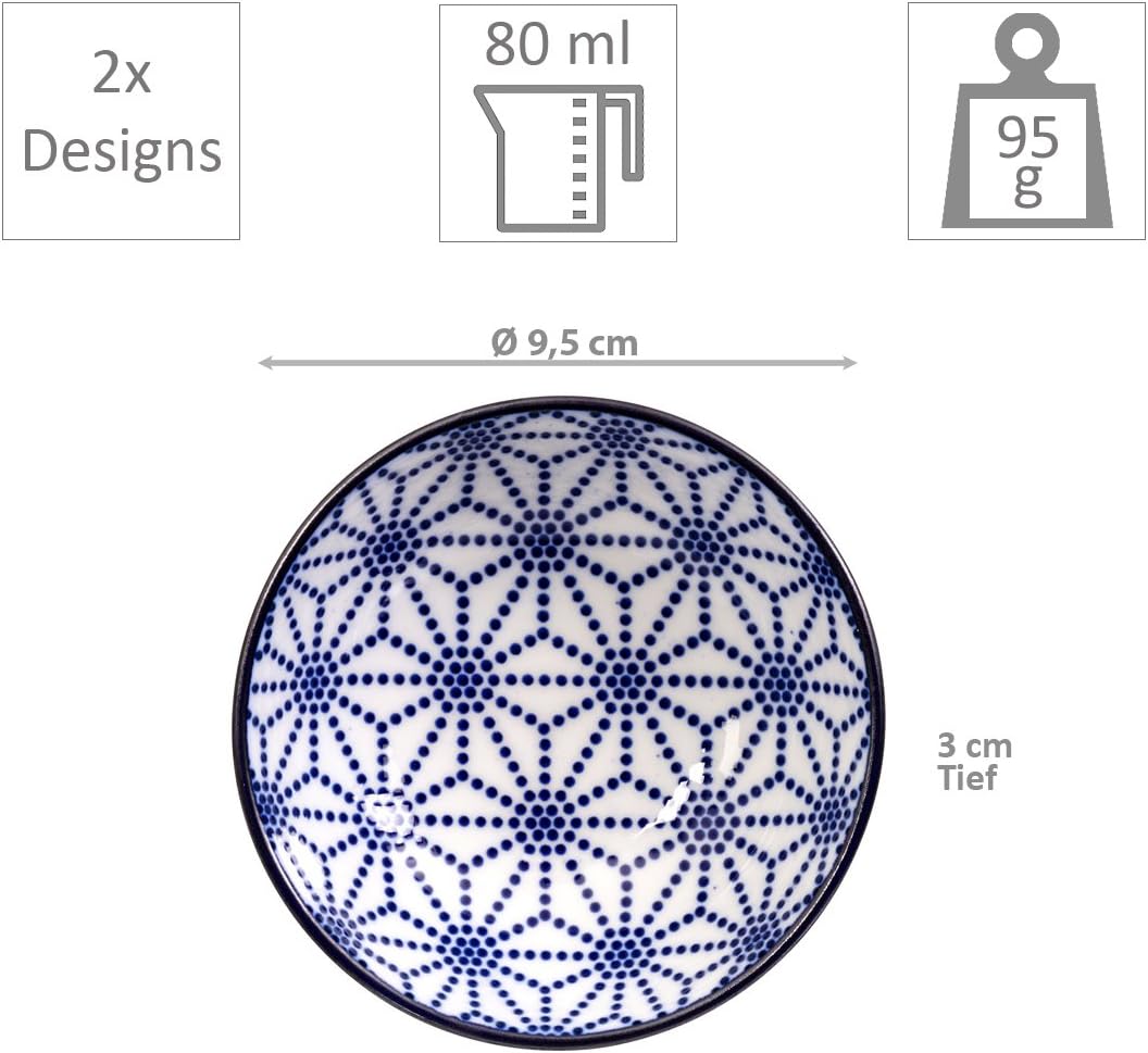 TOKYO Design Studio Nippon Blue Sushi-Set blau-weiss, 6-TLG., 2X Sushi-Platten 2X Saucen-Schalen, 2X