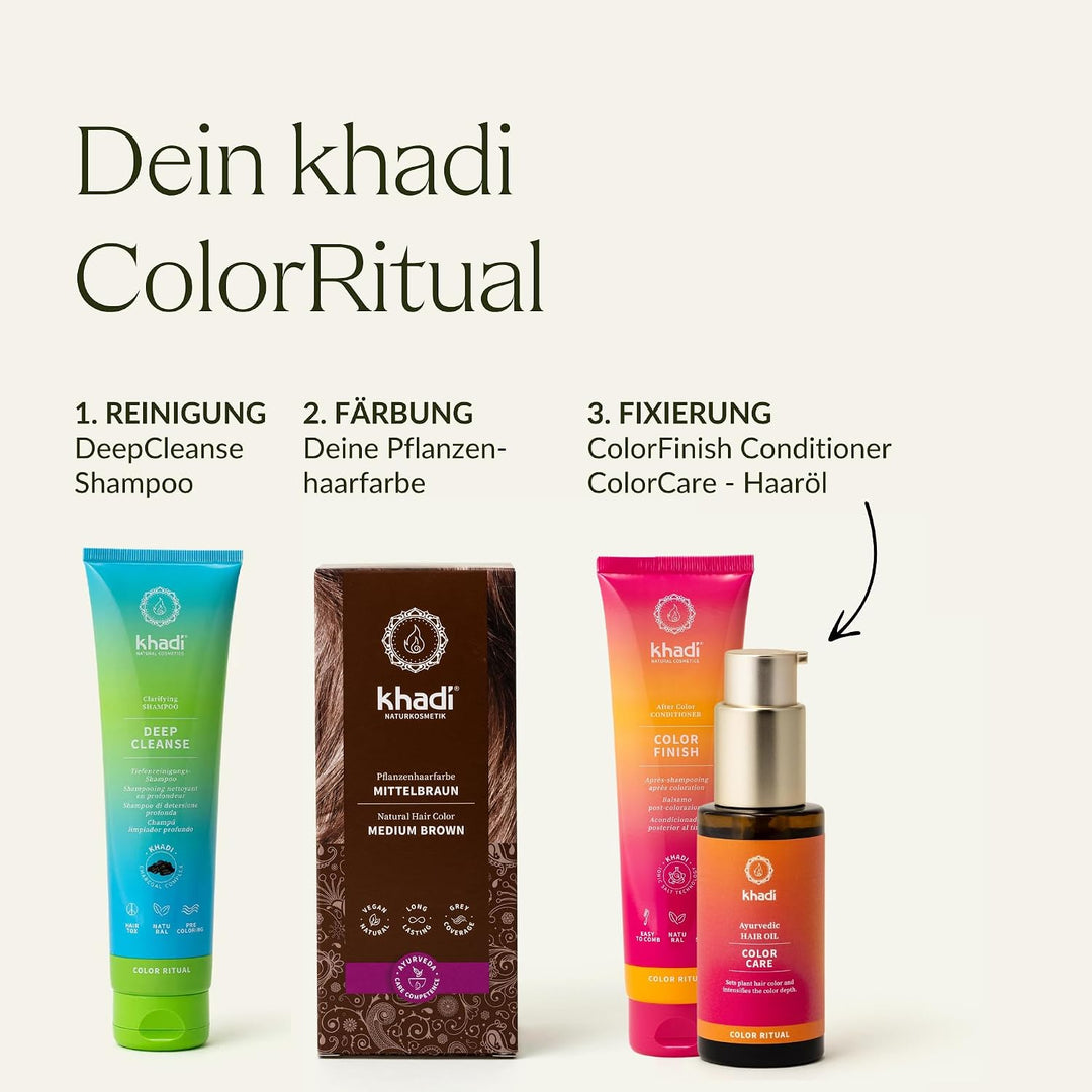 khadi MITTELBRAUN Pflanzenhaarfarbe - Haarfarbe für lebendiges, warmes Zimtbraun bis zu kräftigem, t