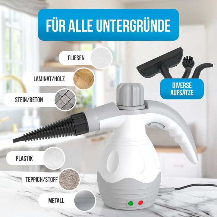 Strex Dampfreiniger Extra Leistungsstark - 1200W 4bar - Tragbar - All-in-One Multifunktions-Handdamp