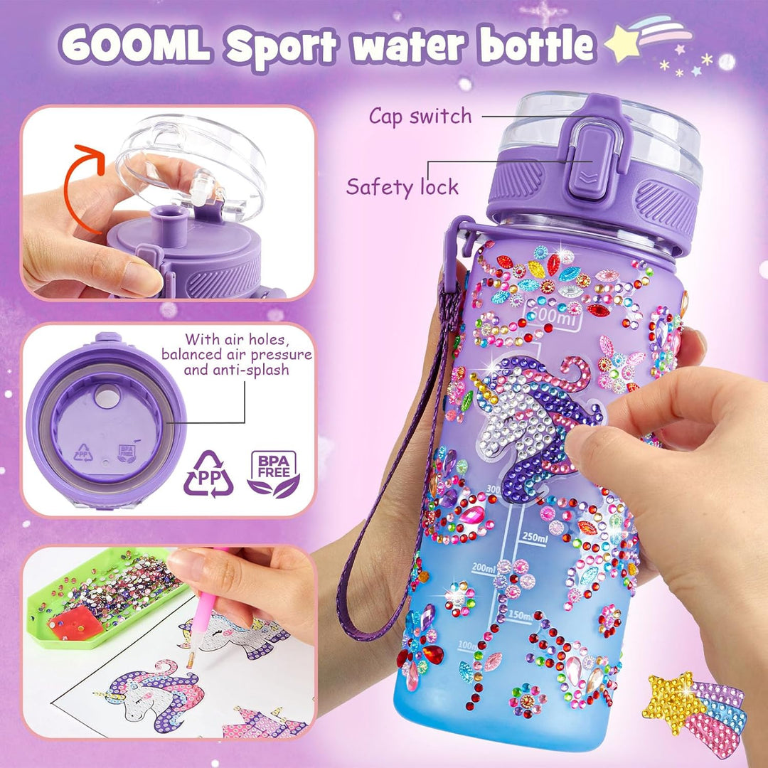 G.C Einhorn Geschenke für Mädchen 6-12 Jahre, Mini Karaoke Maschine mit LED Kindermikrofon, Trinkfla
