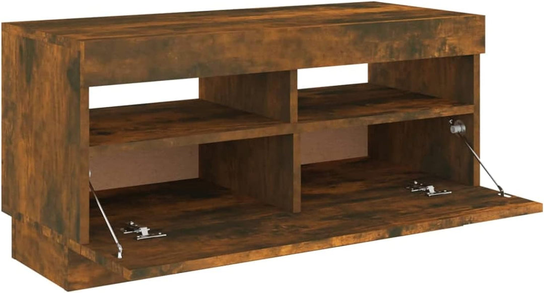 Tidyard TV Schrank mit LED-Leuchten HiFi Schrank Medienschrank TV Ständer Fernsehtisch Fernsehschran