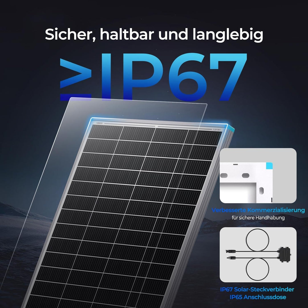 Renogy 16BB N-Typ 175 Watt 12V Solarmodul 25% Hoch-Effizienz, PV Modul Ladegerät für RV Marine Rooft