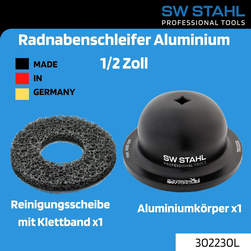 SW-Stahl 302230L Aluminium Radnabenschleifer Racing Experience & kwb Steckschlüssel Adaptersatz 3-te