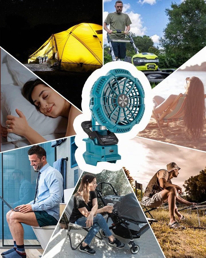Taingwei Tragbarer Clip-on-Ventilator für Makita 18v Akku, Leise akku ventilator mit 3 energieeffizi