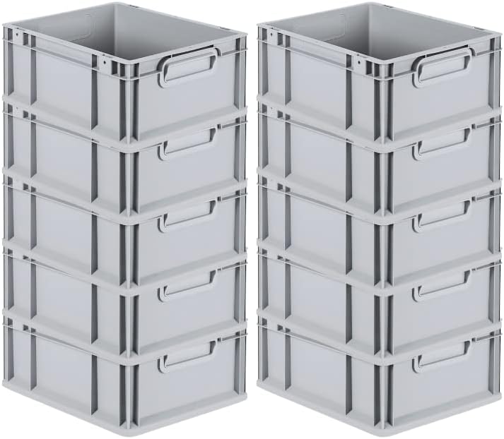 PROREGAL SuperSparSet 10x Eurobox NextGen Grip | HxBxT 17x30x40cm | Griffe geschlossen | Glatter Bod