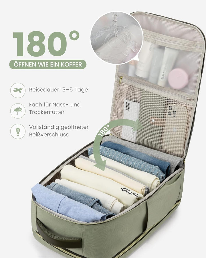 LOVEVOOK Rucksack Handgepäck Flugzeug, 40L Gross Reiserucksack Damen, Wasserdicht Travel Backpack fü