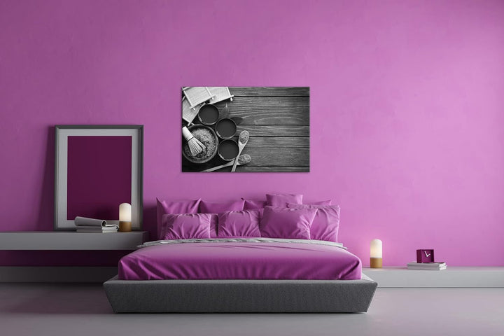 deyoli gesunder Matcha-Tee Effekt: Schwarz&Weiss,Format: 80x60 als Leinwandbild, Motiv fertig gerahm