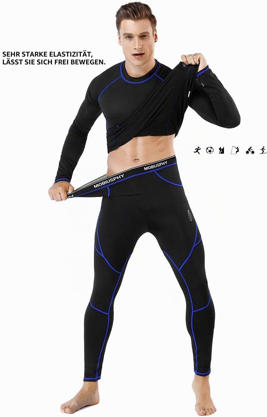 MOBIUSPHY Thermounterwäsche Herren, Funktionsunterwäsche Skiunterwäsche Winter Thermowäsche Set Warm
