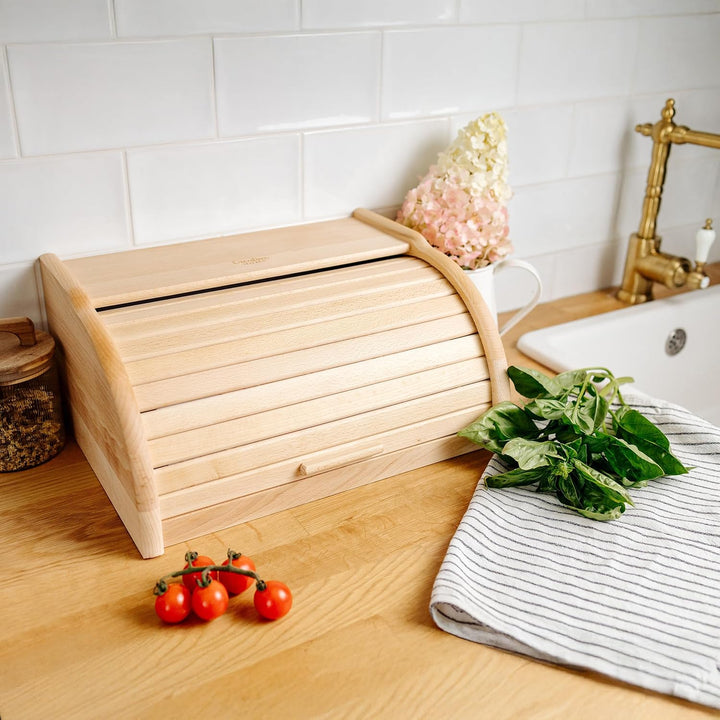 Creative Home Brotkasten Holz | 38 x 28,5 x 17,5cm (+/-1cm) | Perfekte BrotBox für Brot Brötchen Kuc