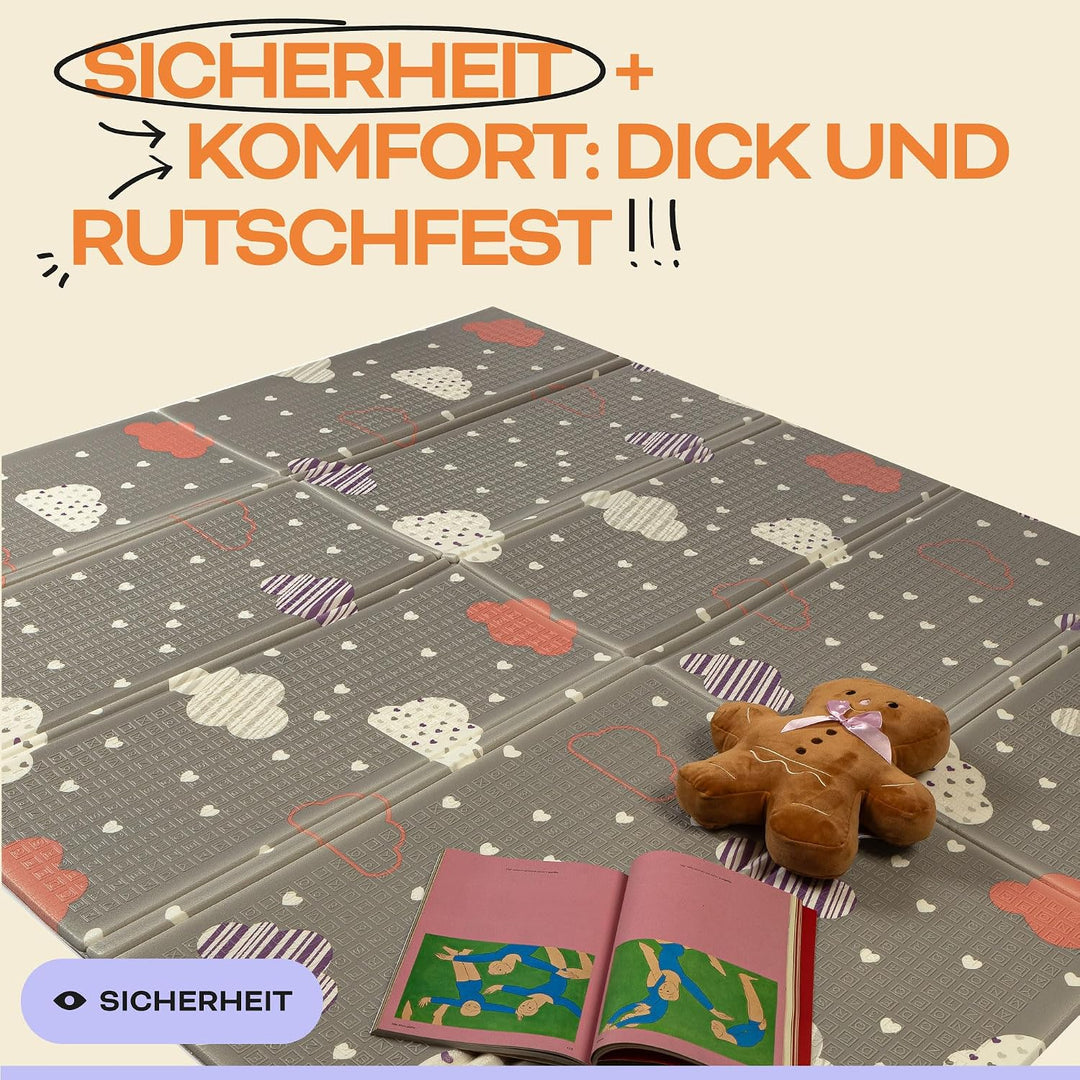 Baby-Spielmatte, faltbar, sensorisch, wasserdicht, ungiftig, wendbar. Vielseitige Matte, perfekt zum