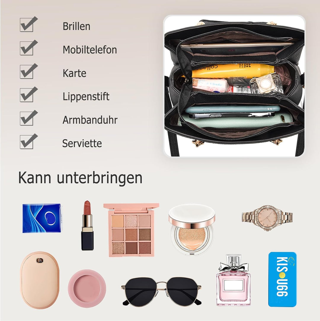 FANDARE Damen-Henkeltaschen Mehrfachtasche Handtasche PU-Leder Umhängetaschen Schultertaschen Wasser