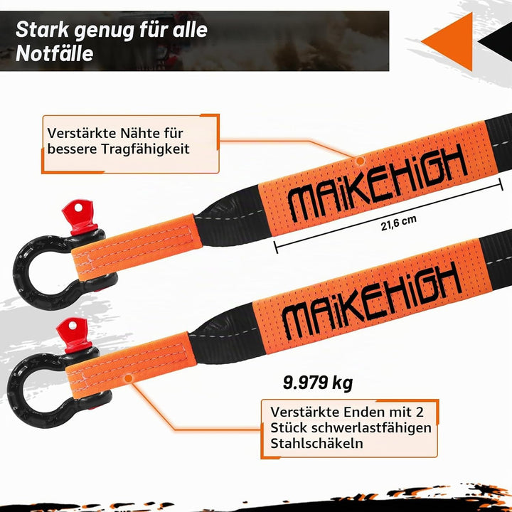 MAIKEHIGH Abschleppseil 5M x 5cm, 10 Tonnen (22,000 Lbs) Tow Rope Abschleppseile für Off-Road Recove