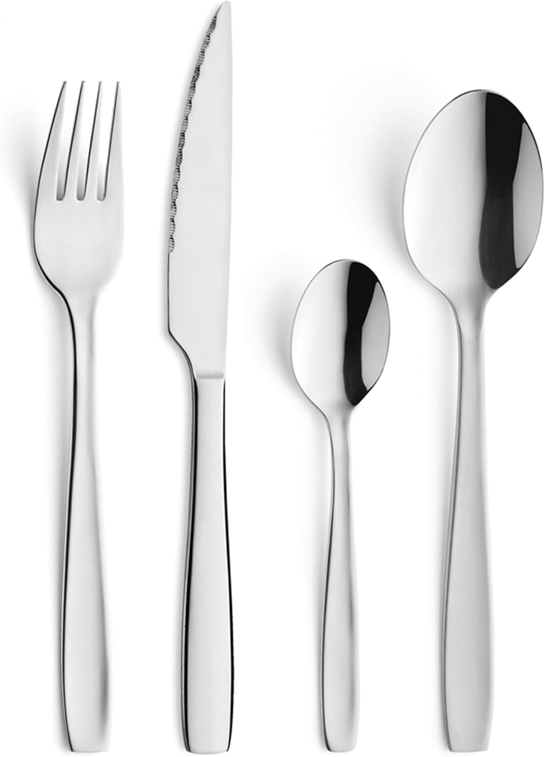 Amefa Besteck-Set Hotel, Tafelbesteck für 6 Personen, Edelstahl glänzend, weiche Konturen, 24-teilig