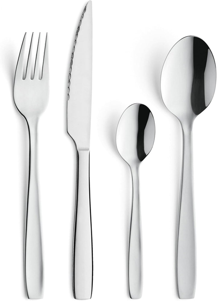 Amefa Besteck-Set Hotel, Tafelbesteck für 6 Personen, Edelstahl glänzend, weiche Konturen, 24-teilig