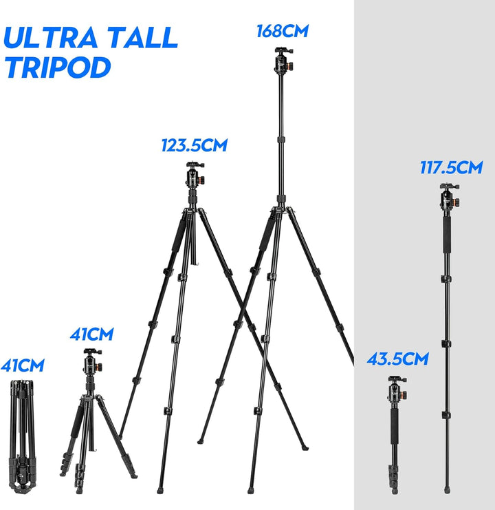 Fotopro 165CM/65inch Kamera stativ, 2 in 1 Aluminium Reisen stativ und 360 ° Kopf Bein, Abnehmbares