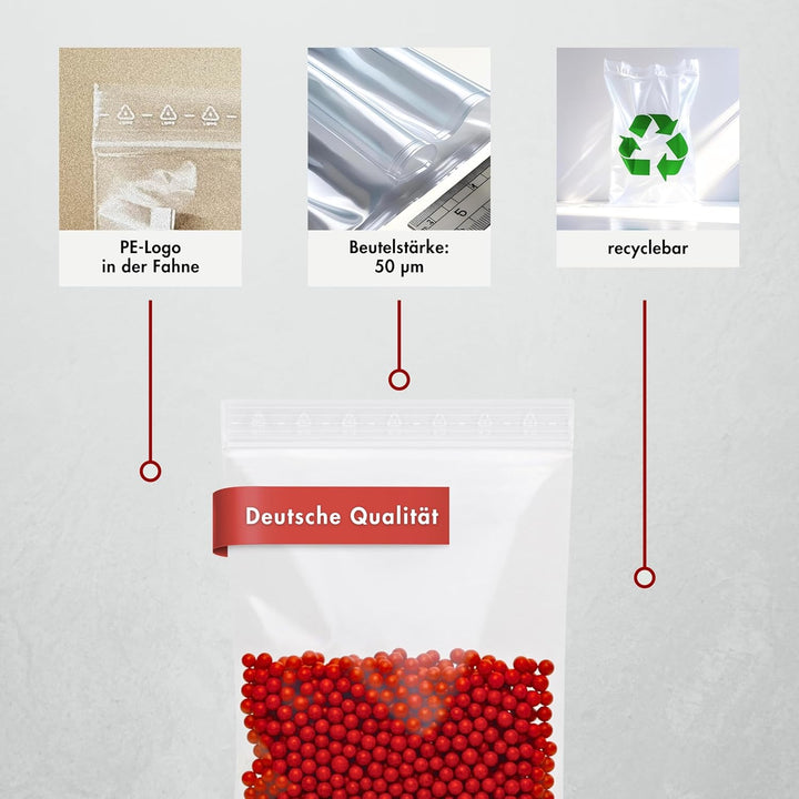 Elke-Plastic Druckverschlussbeutel - wiederverschliessbare Plastiktüte - Polybeutel - Plastikbeutel