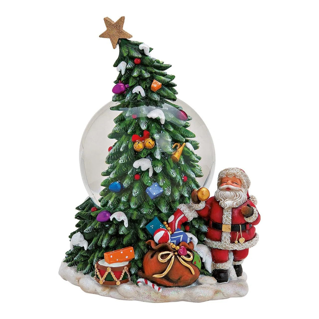 Weihnachten Schneekugel Musik Spieluhr (Weihnachtsmann am Baum Ø20 cm), Weihnachtsmann Am Baum &amp;