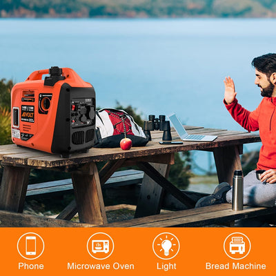 AIVOLT Inverter Stromerzeuger 1400 Watt Notstromaggregat Benzin leise Stromaggregat für Campen, Fest