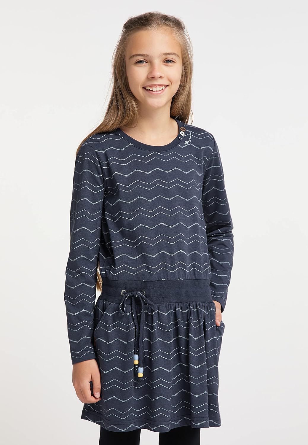 Ragwear MAGY Long Chevron Mädchen Kleid 122-128 Navy, 122-128 Navy
