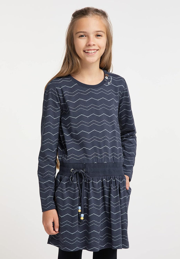 Ragwear MAGY Long Chevron Mädchen Kleid 122-128 Navy, 122-128 Navy