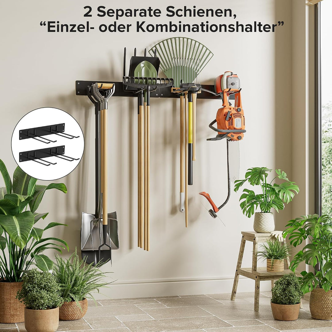 Urban Deco Metall-Gartengerätehalter, Gerätehalter Wandhalterung 150kg Tragkraft mit 4 Doppelhaken &amp;