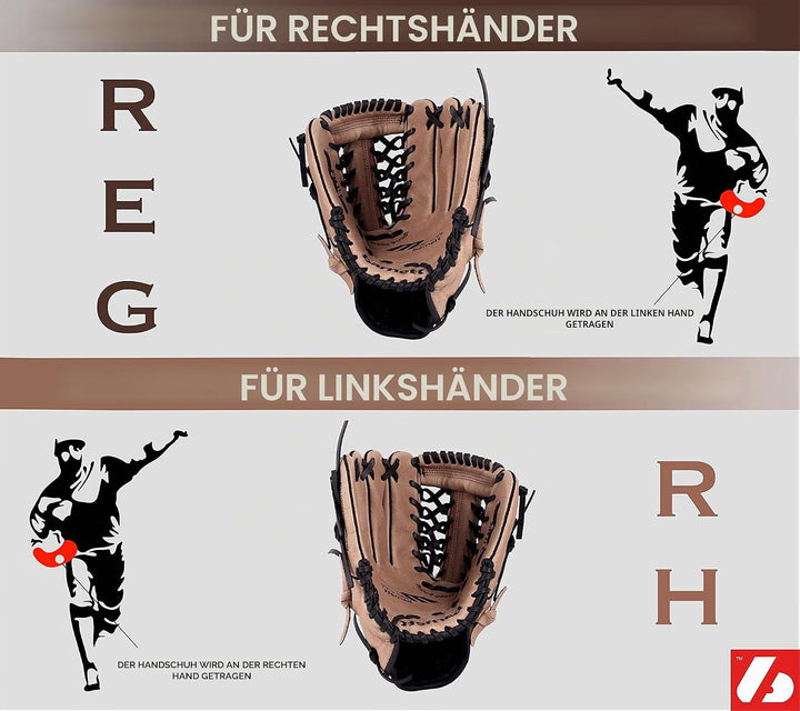 SL-110 Baseballhandschuhe aus Leder Infield/Outfield Grösse 11", braun, barnett, 11