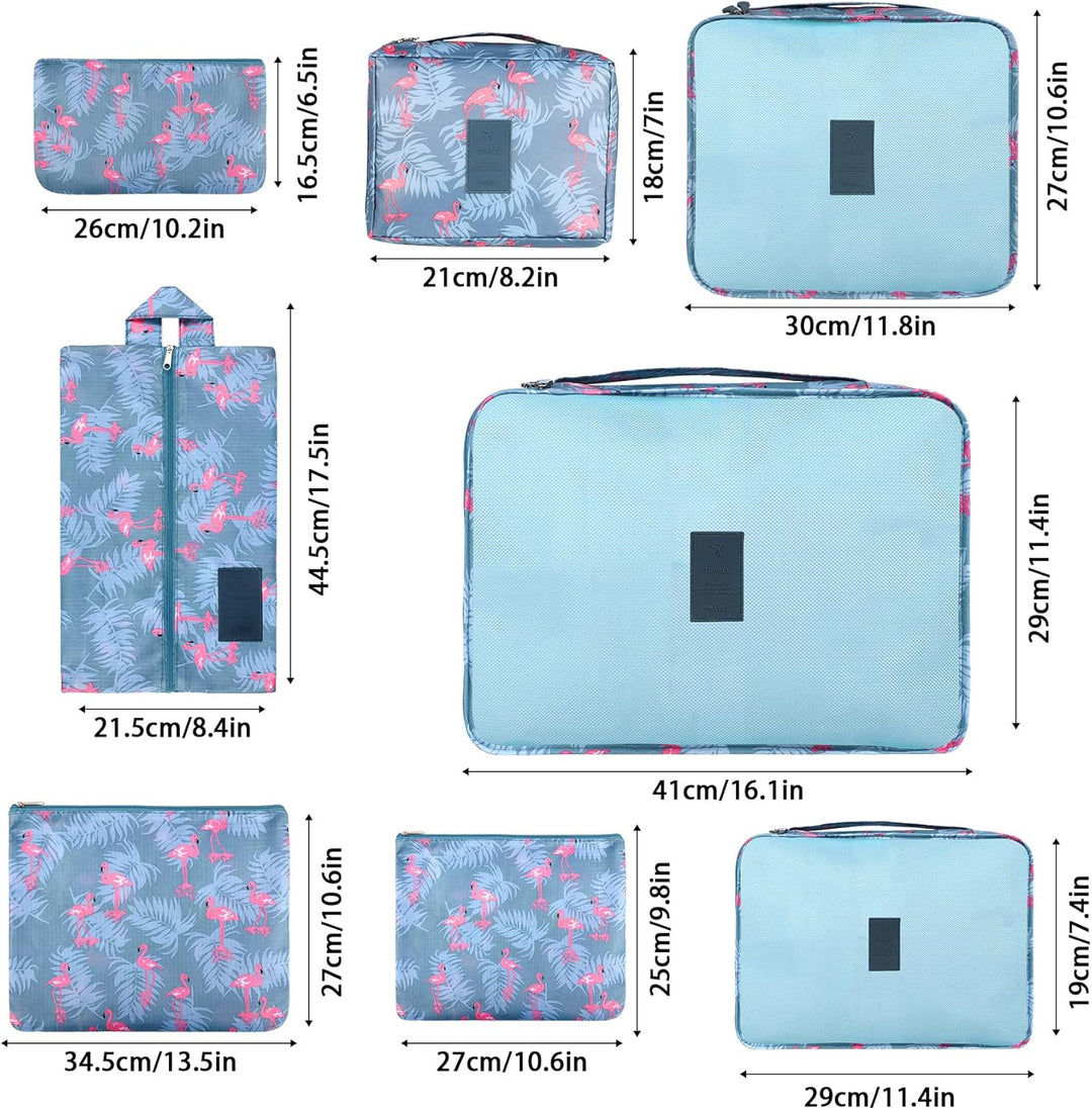 Coolzon Packing Cubes Koffer Organizer, 8 Stück Kofferorganizer Packtaschen Packwürfel mit Schuhbeut