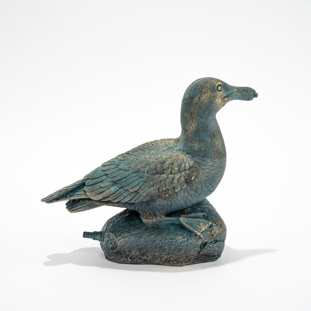 Esotec Wasserspeier-Figuren Ente Samuel, Einzelfigur mit Schlauch, Teichfigur, Brunnenfigur, Wassers