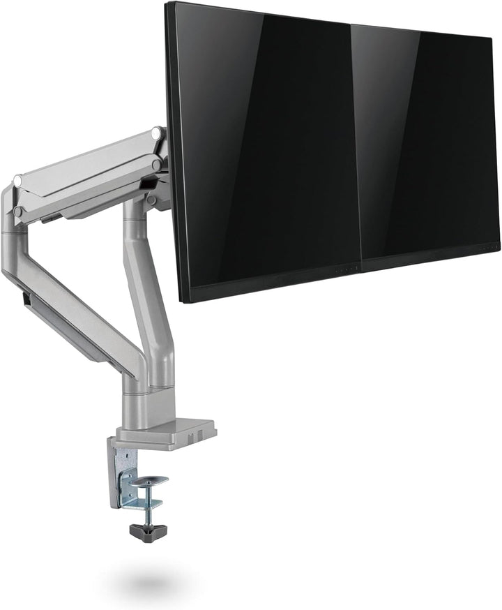 Ergolutions® Dual Gasdruck Monitorarm Silber - Höhenverstellbar, für 2 Monitore bis 32", VESA 75x75/